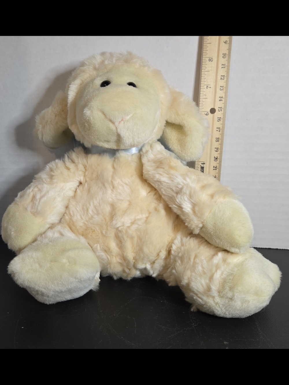 Ganz Heritage Collection Lamb Cream Soft Animal Plush Toy 10"  Blue Bow